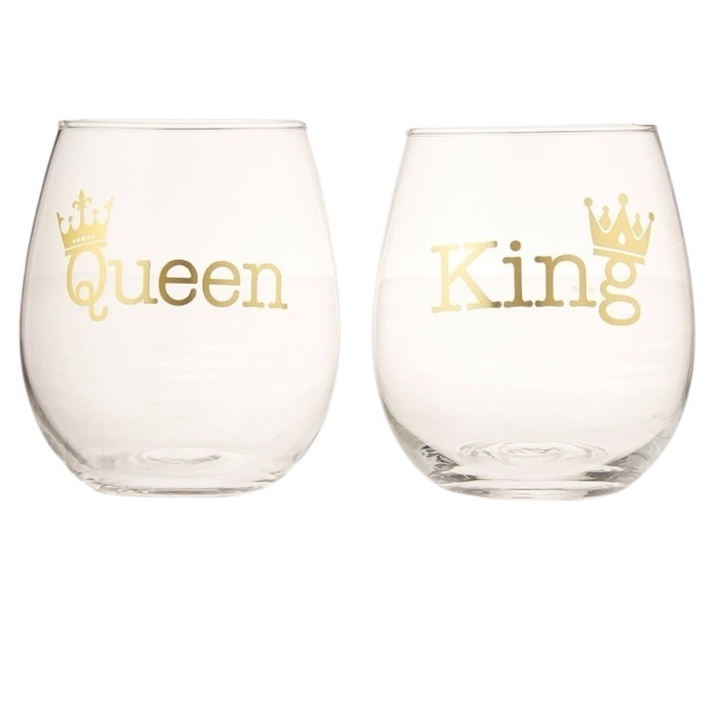 King and Queen Stemless Glasses
